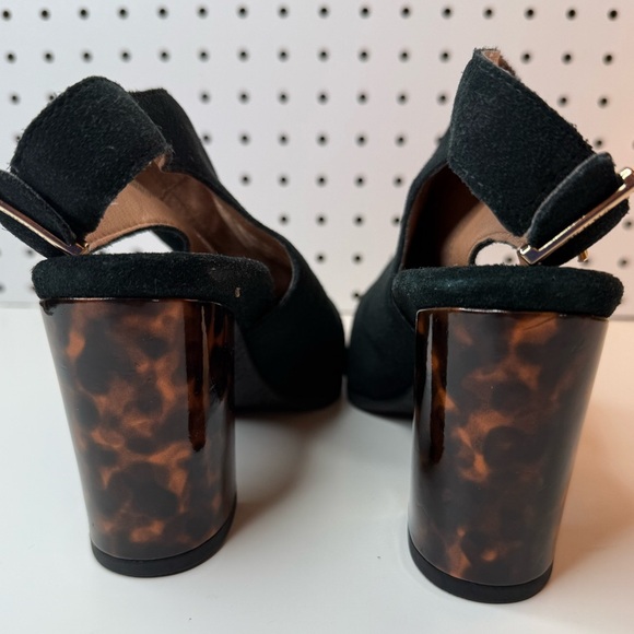 VIONIC Lacey Tortoise Block Heel Sling Back Black Suede Shoes Rubber Sole 9M - Picture 13 of 16